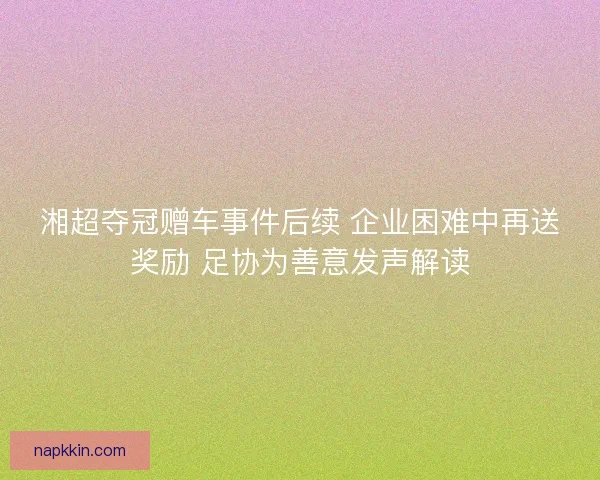 湘超夺冠赠车事件后续 企业困难中再送奖励 足协为善意发声解读 湘超夺冠赠车事件后续 企业困难中再送奖励 足协为善意发声解读